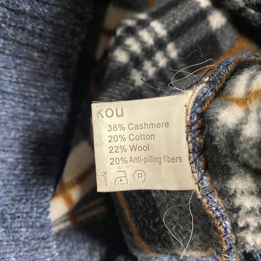 YeoKou Cardigan Sweater Mens Medium Blue Full Zip Cashmere Wool Fleece Lined - Picture 6 of 6